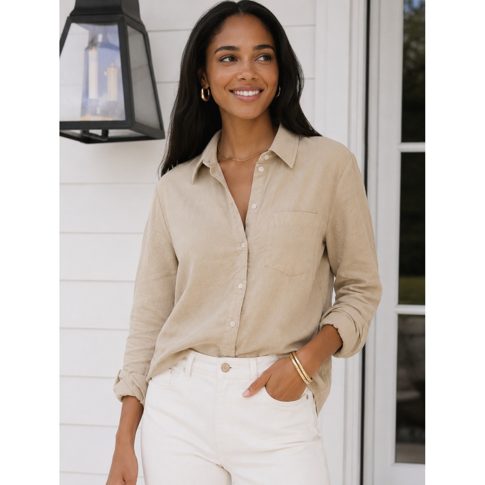 Power of My People The Friend Proper Fit Cotton Button Up Shirt Beige+ S